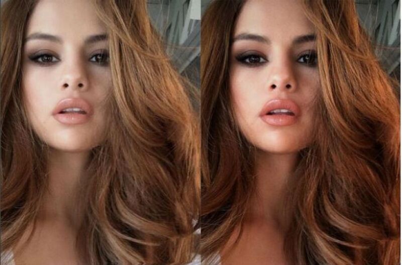 El makeup artist de Selena compartió este comparativo en el que presume la belleza de la cantante sin edición.