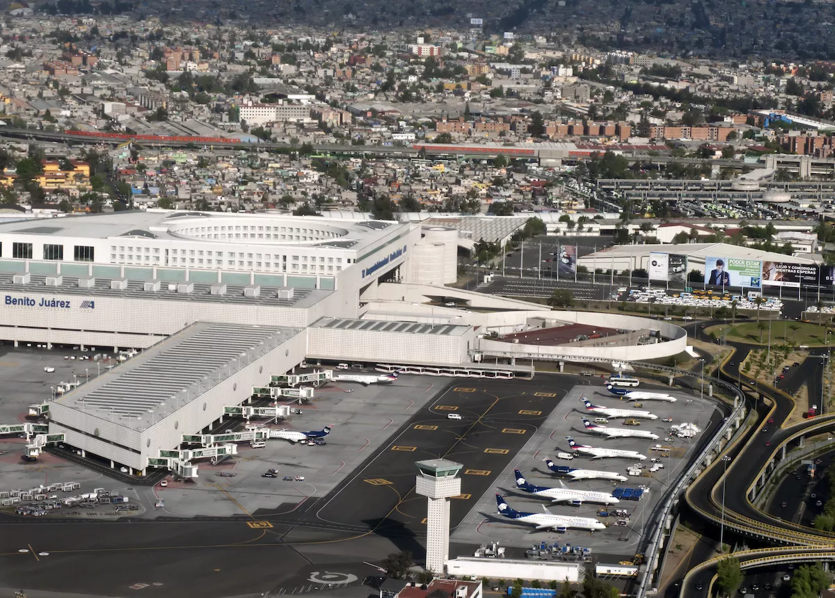 Aerial view of Benito Juarez Airport, Mexico City