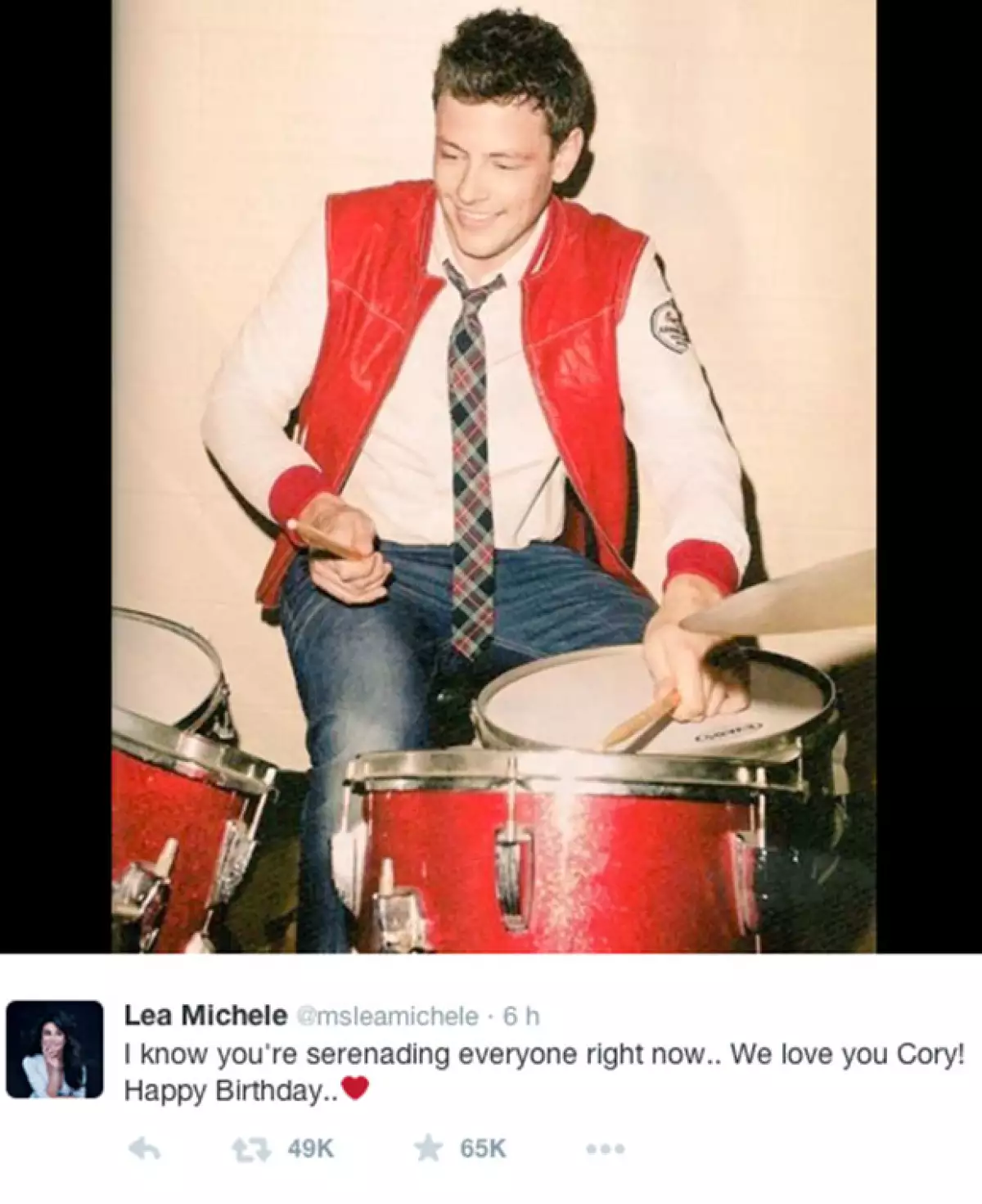 Con esta foto fue como Lea recordó el cumpleaños de Cory.