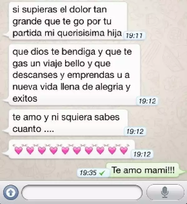 Este fue el emotivo mensaje de despedida de su mamá, Glenda Reyna.