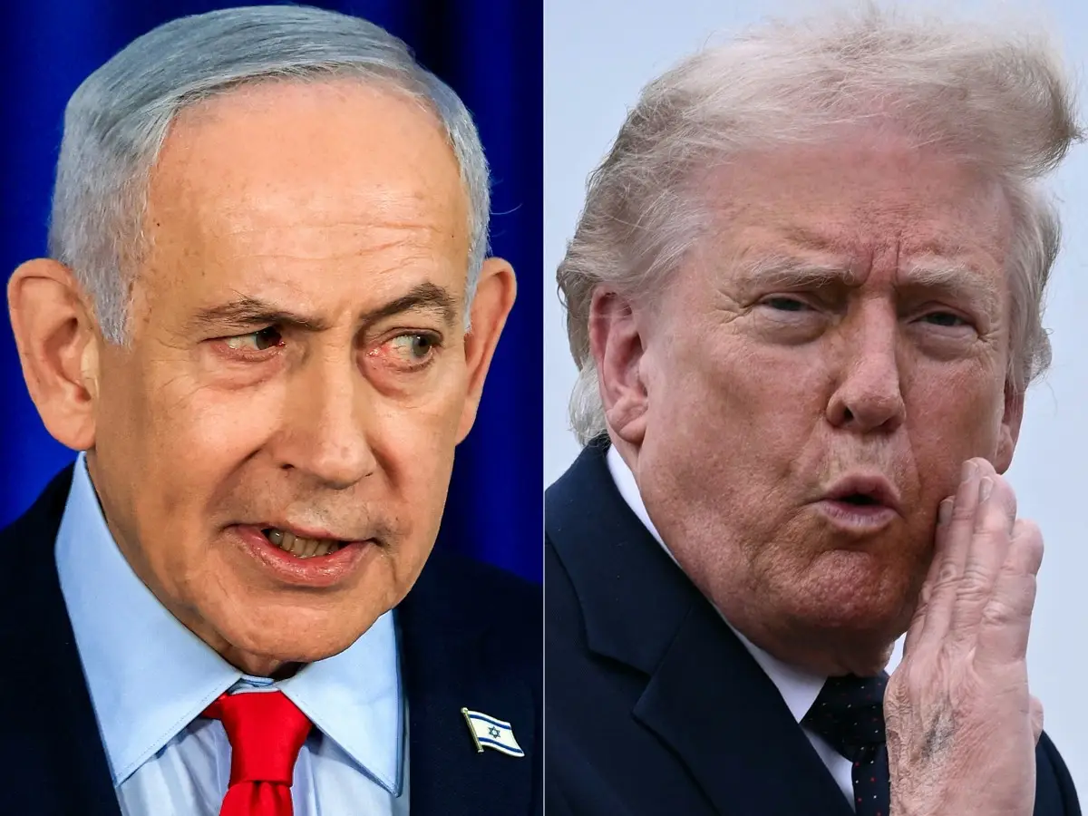 Esta combinación de imágenes creadas el 3 de junio de 2026 muestra (I/R) al primer ministro israelí Benjamin Netanyahu en Jerusalén el 19 de marzo de 2026 y al presidente estadounidense Donald Trump en Morristown, Nueva Jersey, el 22 de mayo de 2026.