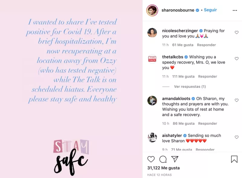 Mensaje de Sharon Osbourne