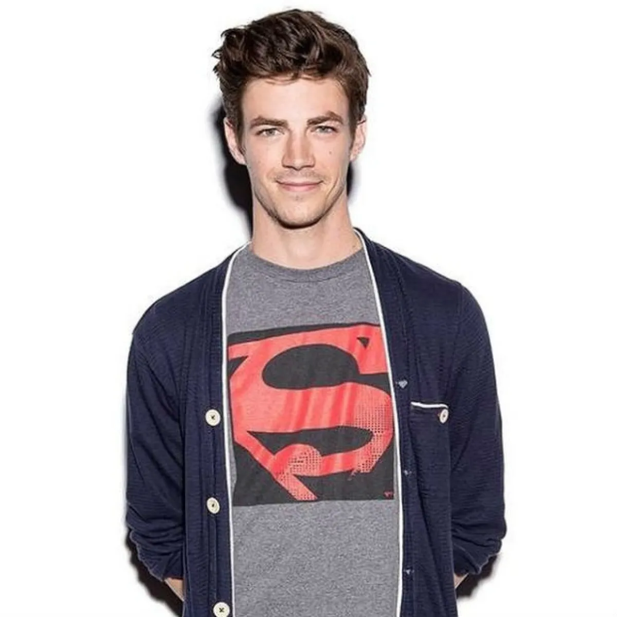 Grant en su última visita a la Comic Con, portando la playera de Superman.