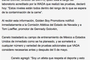 Golden Boy Comunicado Clembuterol