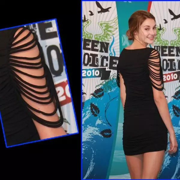 Shailene Woodley nominada por ´The secret life of an American Teenager´, lució muy rocker con un vestido negro con mangas de tiritas.