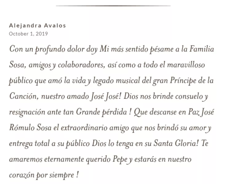 Condolencia Alejandra Avalos