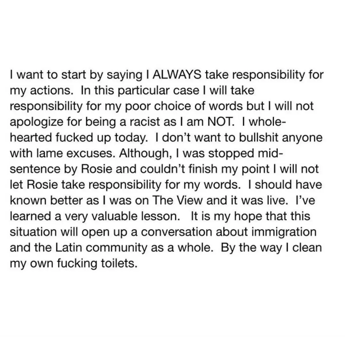 Esta fue la disculpa que Kelly publicó en su cuenta e Instagram.