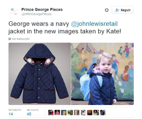 Si pensabas en comprar online la chamarra, ya es demasiado tarde, pues se agotó incluso antes de que baby George la mostrara al mundo.