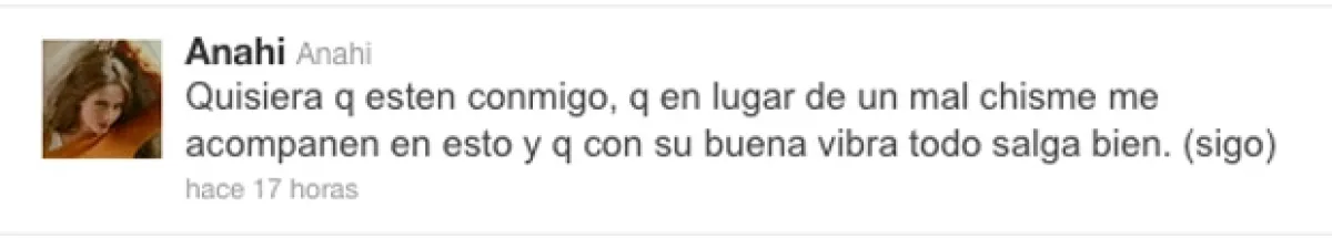 Anahí pidió el apoyo de sus fans para cuando vuelva a pisar el quirófano.