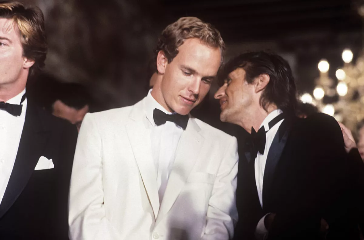 Albert of Monaco and Tony Renis at a party at La Fenice