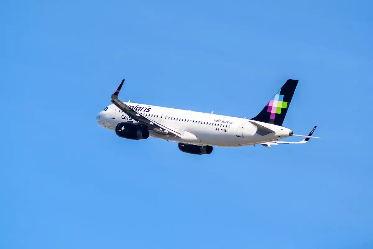 Volaris airlines aircraft after taking off