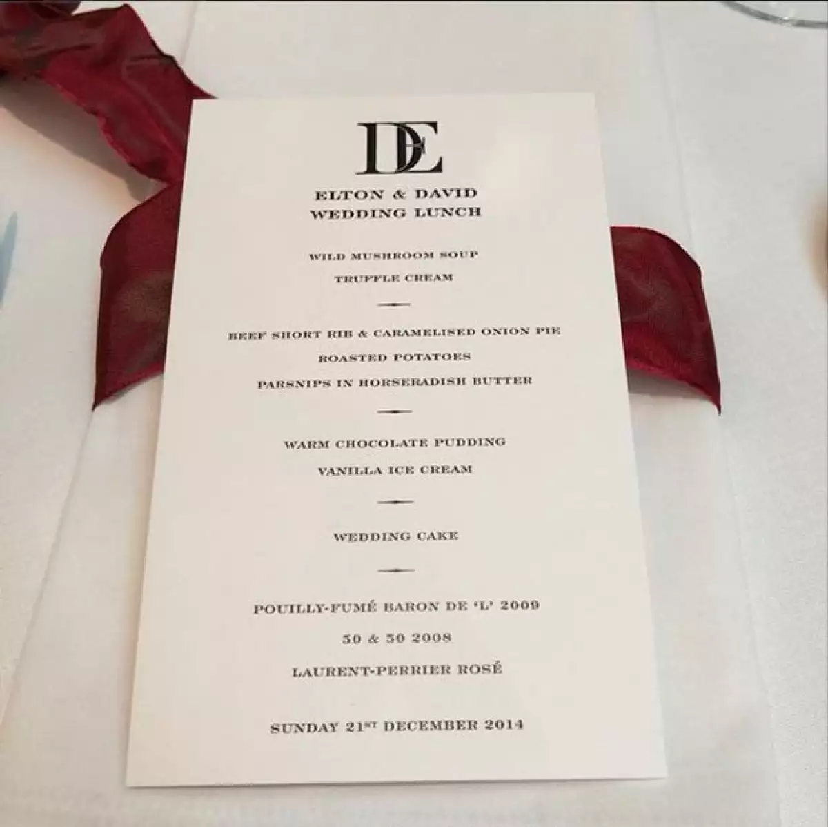 El menú de la noche.