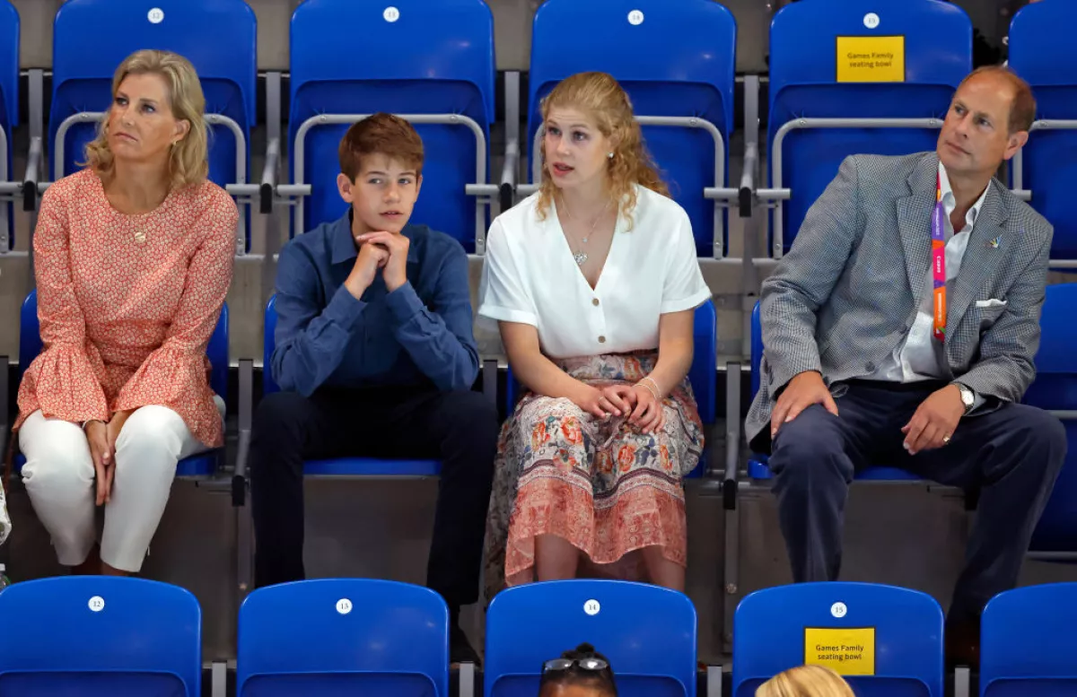 Sofía, condesa de Wessex; James, vizconde de Severn; lady Louise Windsor, y el príncipe Eduardo