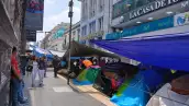 Campamento de la CNTE en el Centro Histórico