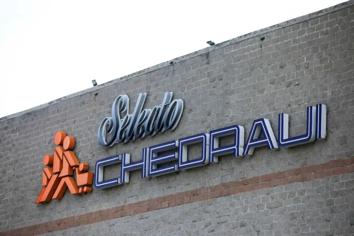 The logo of Chedraui is seen on the facade of the store building in Mexico City