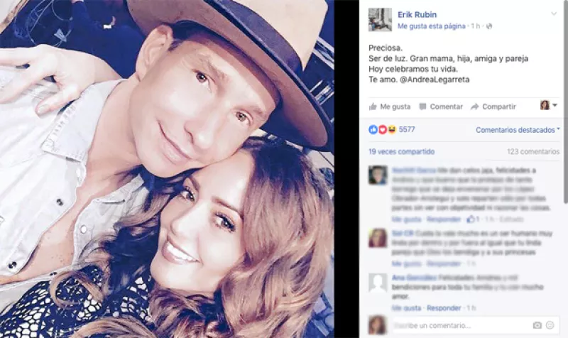 Érick Rubín compartió este mensaje por el cumple de Andrea Legarreta.