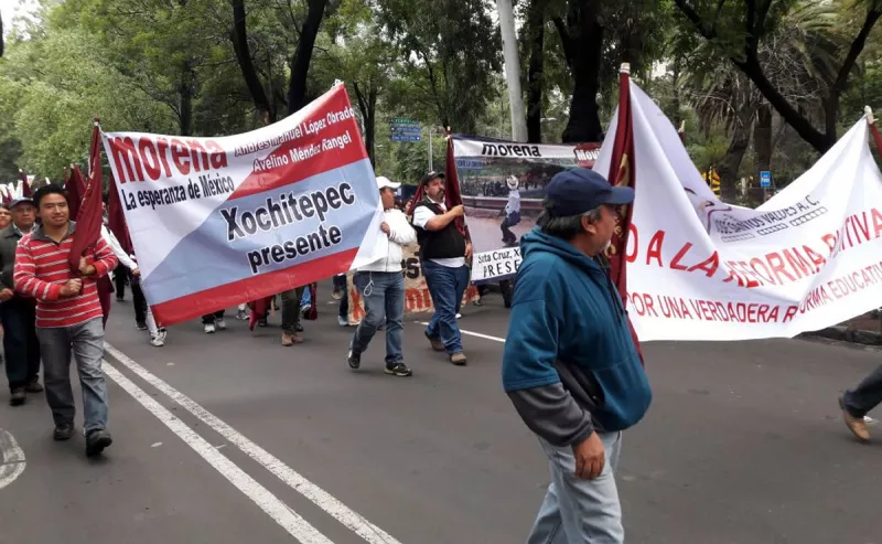 Morena realizó el sábado un acto en apoyo a la CNTE en Bellas Artes.