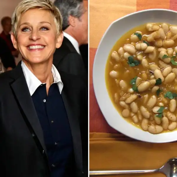 Ellen DeGeneres también es vegetariana y el plato de sopa con alubias.