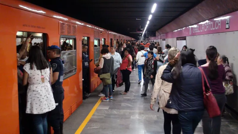 Mexico City Underground Metro Station Platform And People View In Mexico