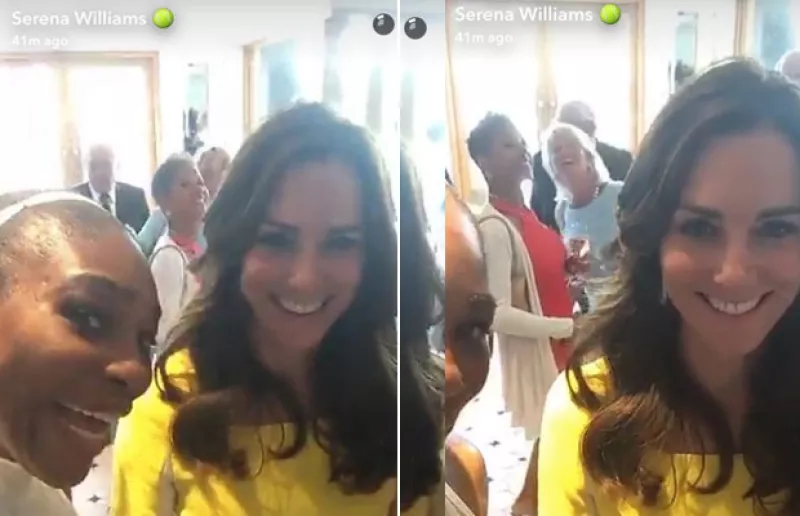En su visita al torneo de Wimbledon, la duquesa de Cambridge estuvo con Serena Williams, quien aprovechó para snapchatear con ella.