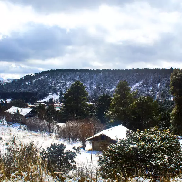 Village in winter in sierra tarahumara de creel Chihuahua