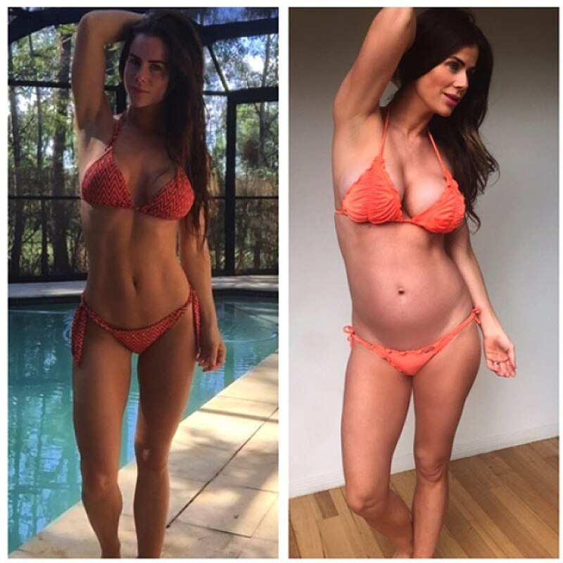 Debido a su rutina de ejercicio, su aumento de peso no ha sido mucho, sin mencionar su abdomen fit.