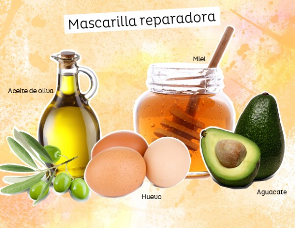 Usa huevo, aguacate, aceite de oliva y miel para reparar los daños en tu pelo.