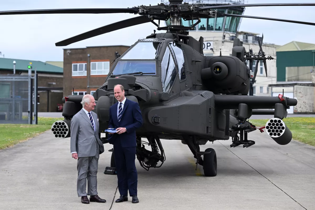 King Charles III hands over the role of Colonel-in-Chief of the Army Air Corps to Prince William, Army Aviation Centre,
Middle Wallop, Stockbridge, Hampshire, UK - 13 May 2024