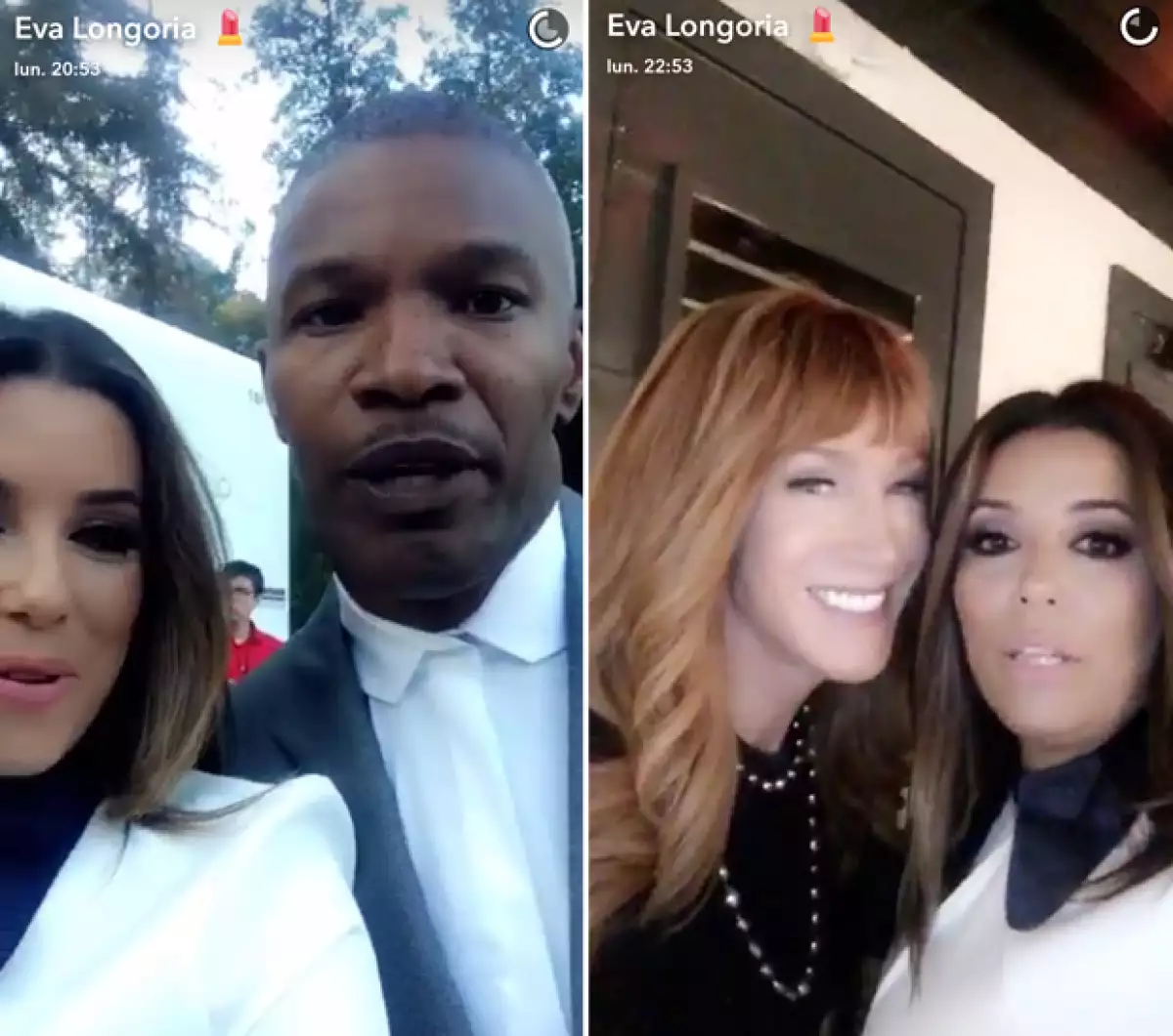 Eva no desaprovechó para reunirse con famosos como Jamie Foxx y Kathy Griffin.