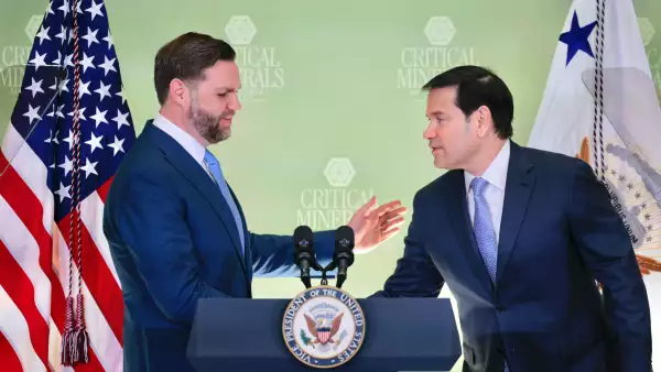 El vicepresidente de los Estados Unidos, JD Vance, y el Secretario de Estado de los Estados Unidos, Marco Rubio, asisten al primer Ministerial de Minerales Críticos en la Sala de Conferencias de Loy Henderson en el Harry S. del Departamento de Estado. Edificio Truman el 4 de febrero de 2026 en Washington, DC