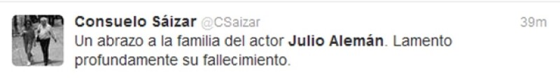 Consuelo Sáizar lamentó la muerte del primer actor.