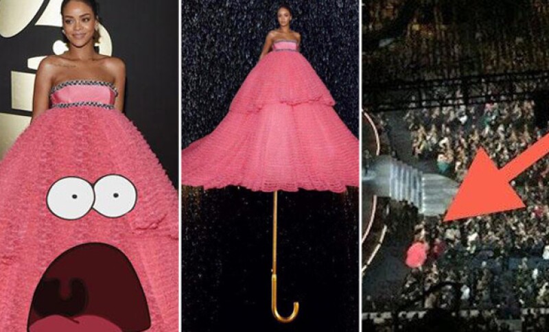 El vestido rosa de Rihanna fue uno de los más comentados de la noche.
