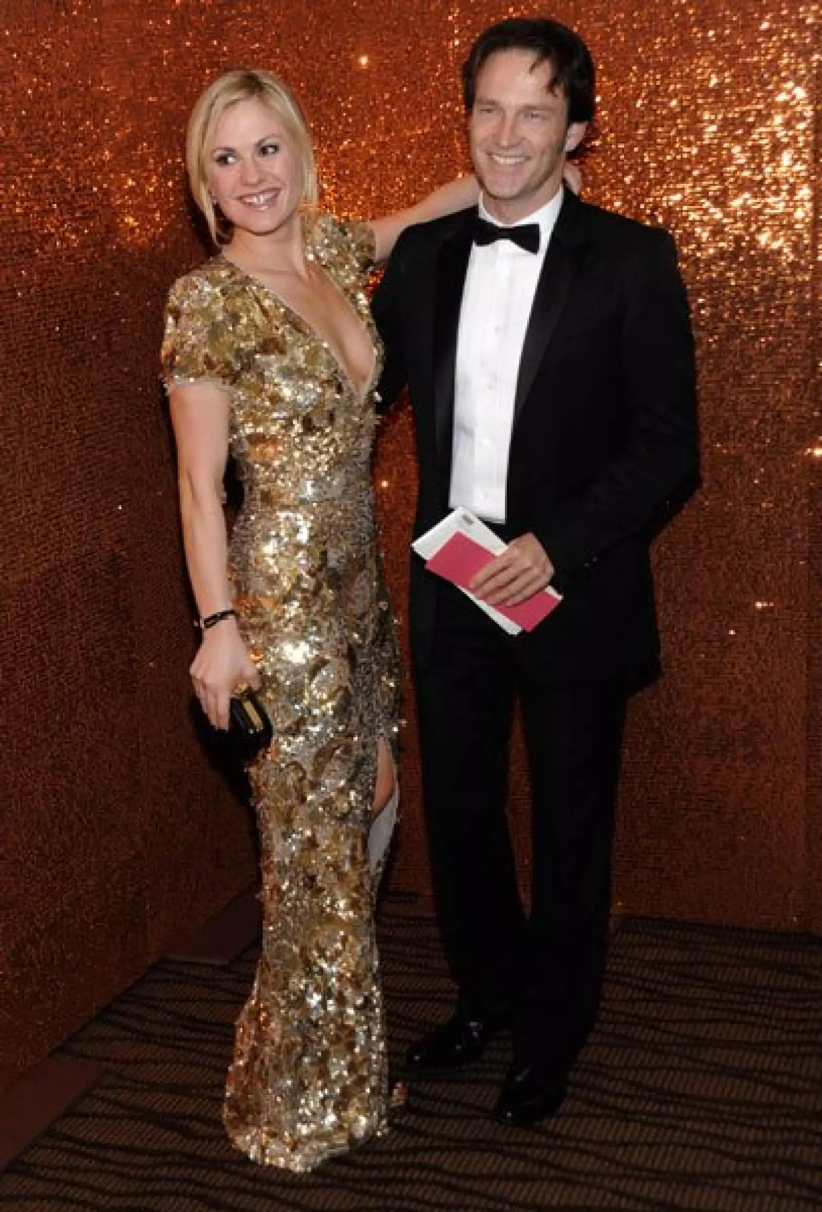 Anna Paquin y Stephen Moyer en la fiesta de HBO.