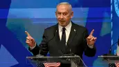 El primer ministro israelí, Benjamin Netanyahu, habla en el acto de apertura de la mayor delegación bipartidista de legisladores estadounidenses a Israel en el Ministerio de Relaciones Exteriores en Jerusalén el lunes 15 de septiembre de 2025.