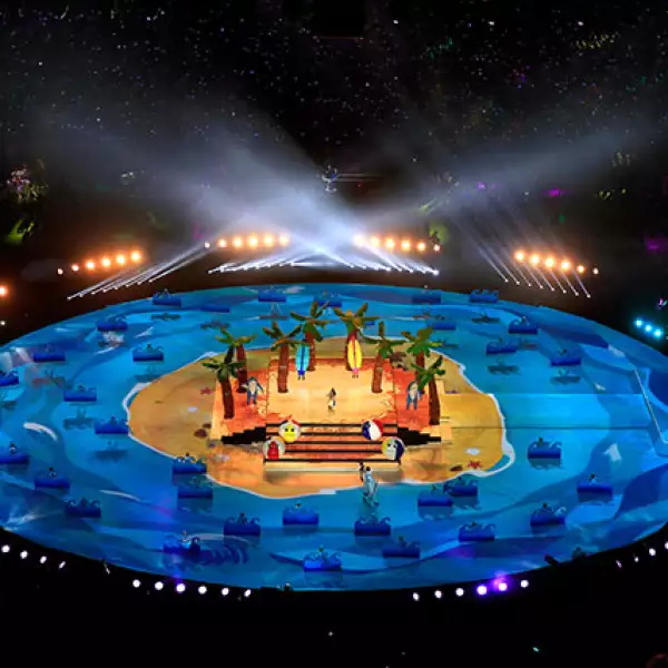 Katy Perry durante el medio tiempo del Super Bowl