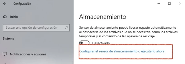 sensor de almacenamiento