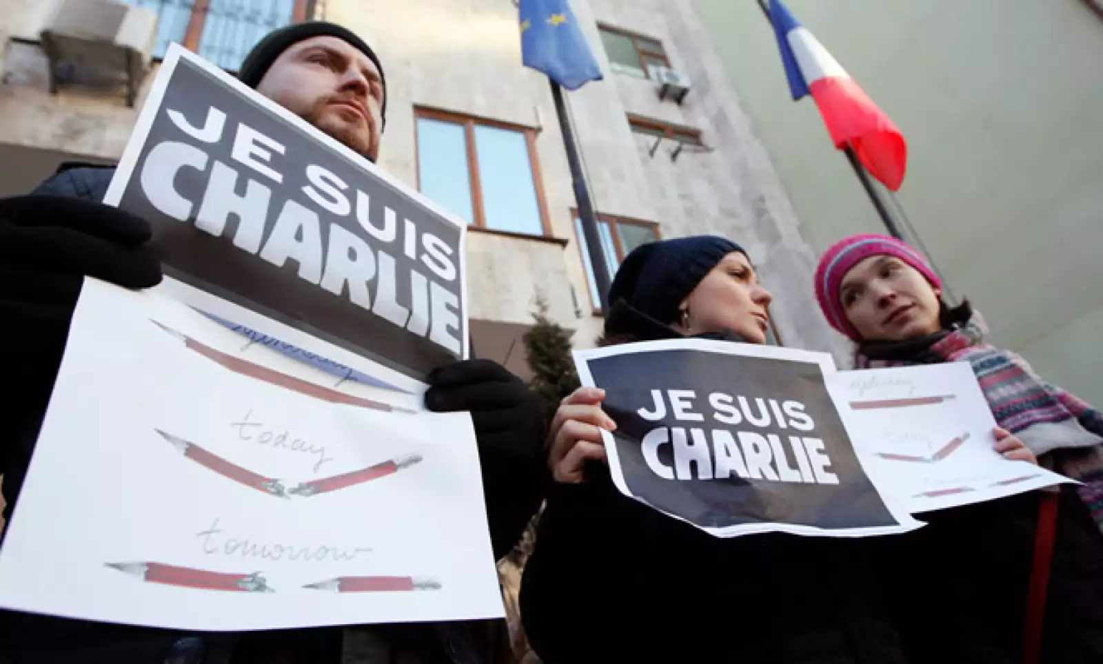 Periodistas ucranianos marcharon en la ciudad de Kiev.