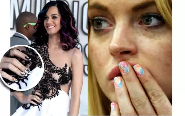 Famosas como Katty Perry y Lindsay Lohan usan sus manos como un foro de expresión. (Fotos:Clasos.com/AP)