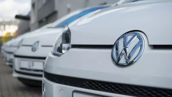 VW Logo on the Grille of a Volkswagen UP