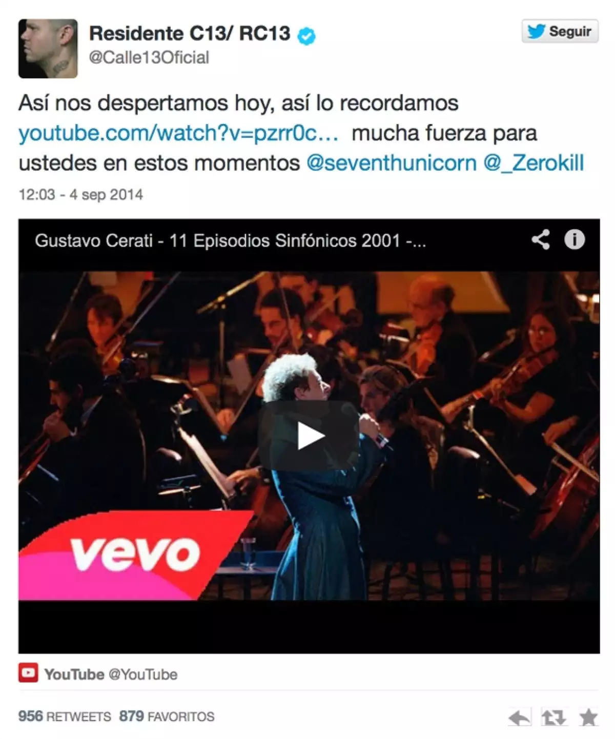 Integrantes de Calle 13 lo despidieron con sentidos mensajes de agradecimiento.