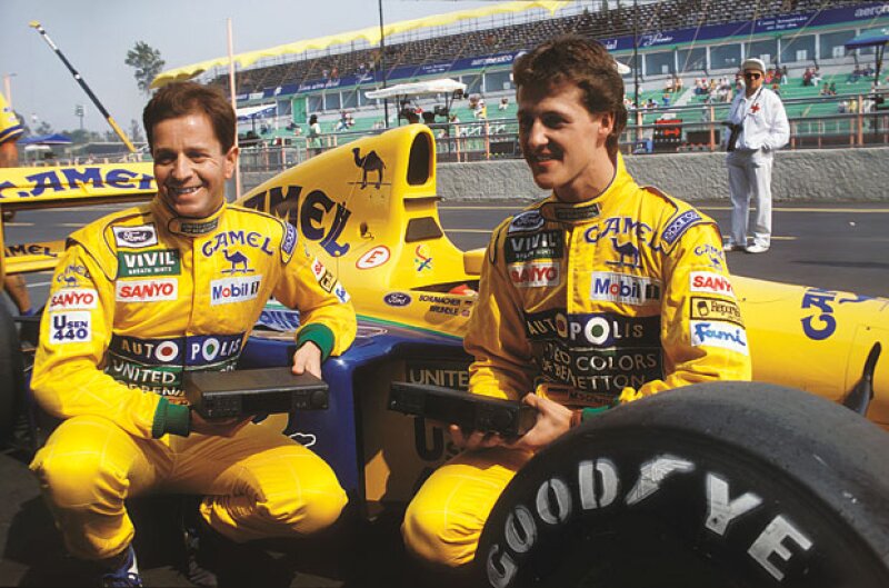 El inglés Martin Brundle y el alemán Michel Schumacher en México.