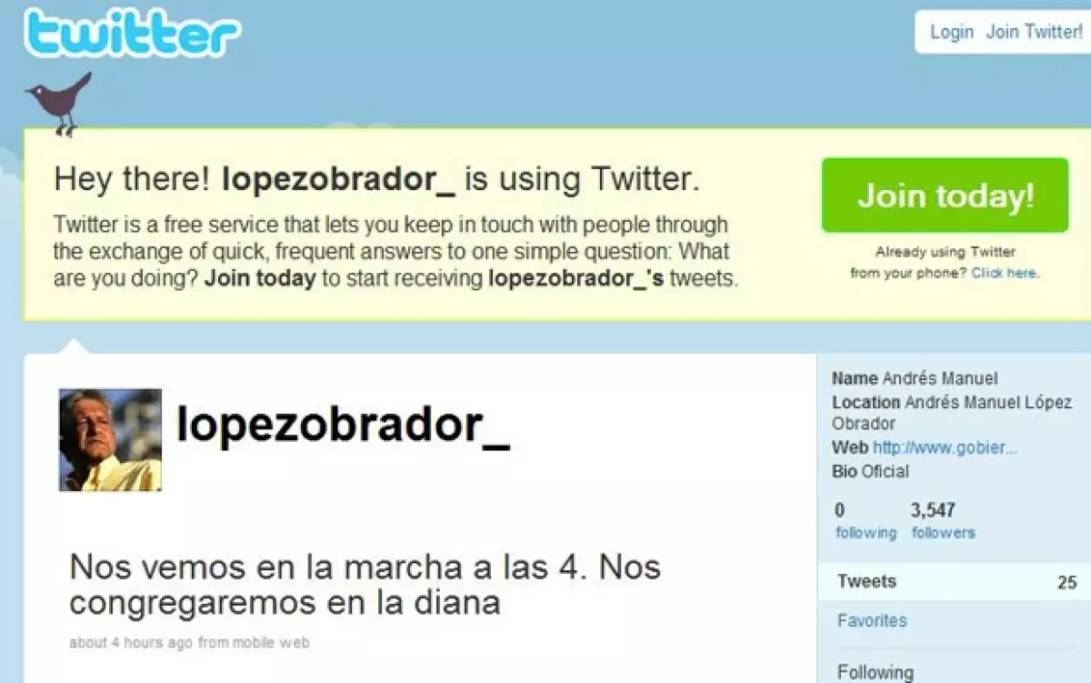 Ayer fue cuando el político tabasqueño abrió su página personal en la famosa red social y ya cuenta con más de tres mil seguidores.