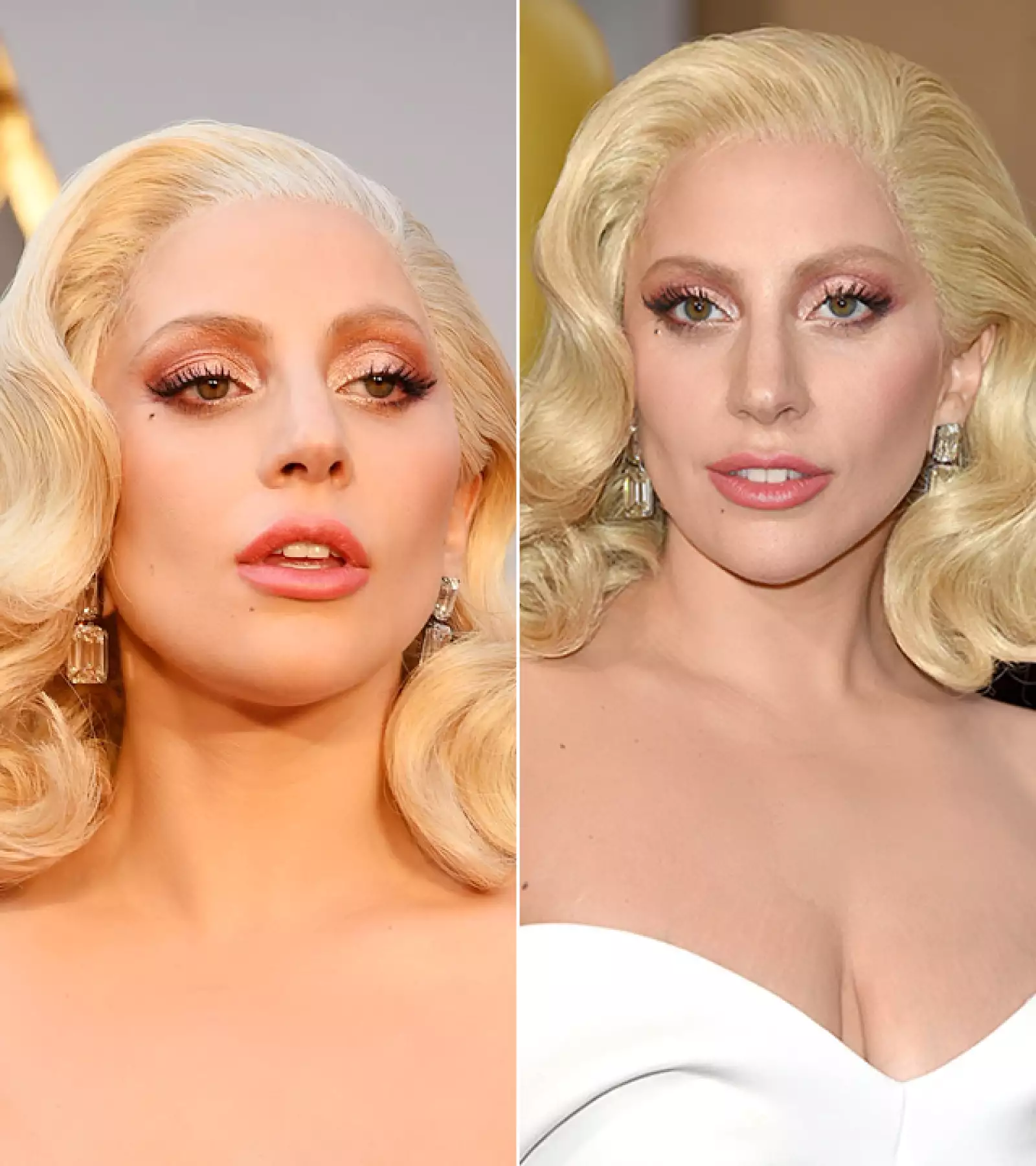 Nos encantó la vibra vintage que Lady Gaga le dio a su look. Llevó el pelo en ondas clásicas tipo Old Hollywood, los ojos con sombras metálicas y unas pestañas extra largas.