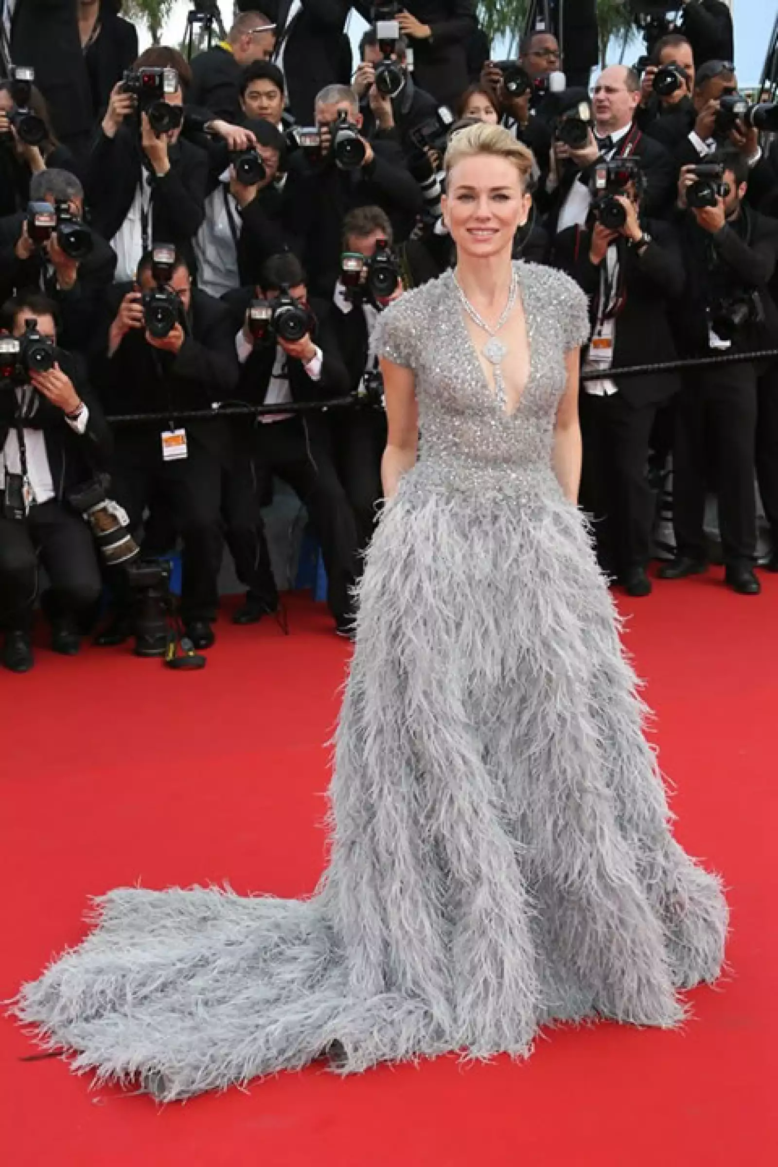 El plateado fue el tono ganador para Naomi Watts quien lució deslumbrante en el vestido Elie Saab Couture.