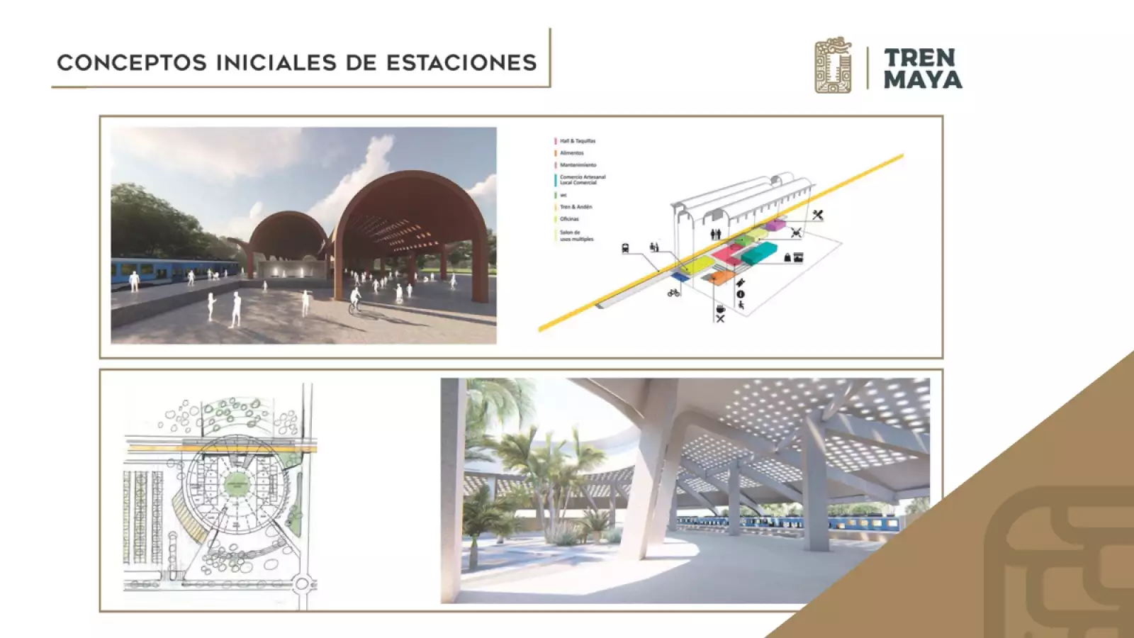 Primeros diseños de las estaciones del Tren Maya