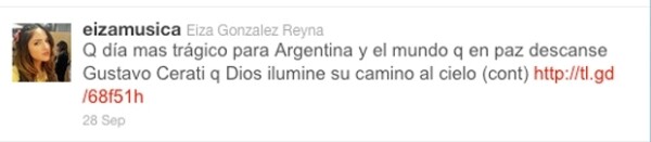 La actriz mató al cantante argentino.
