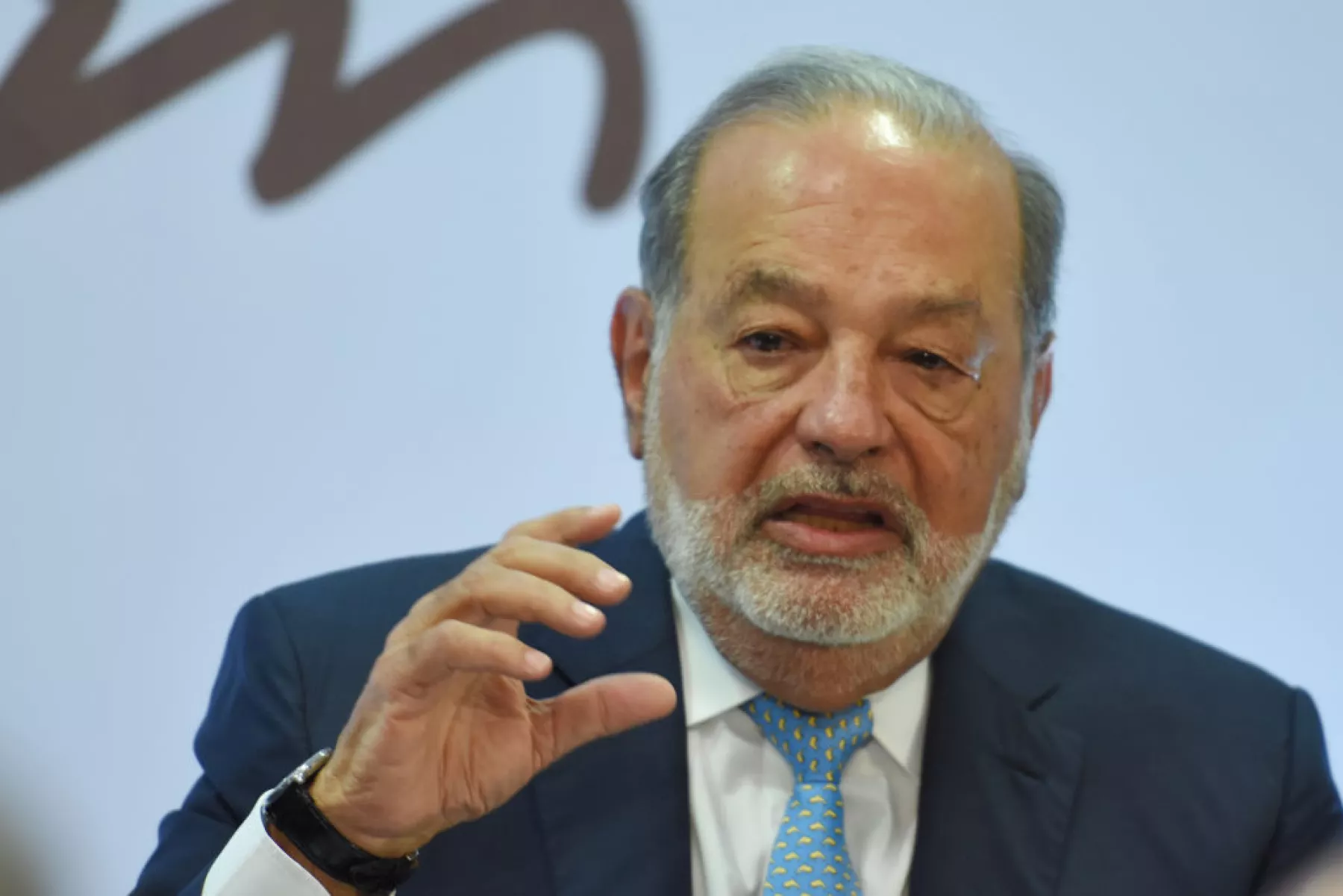 America Movil SAB Chairman Emeritus Carlos Slim Holds Press Conference