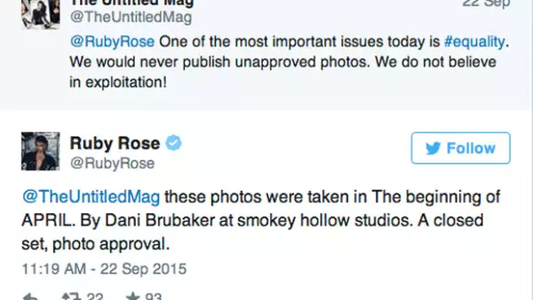 Untilted Magazine publicó una entrevista y una serie de fotos de la actriz, sin embargo ella no está contenta con la publicación de una foto en particular.