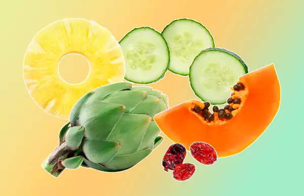La papaya, la piña, entre otros, son alimentos que ayudan a desinflamar el estómago.