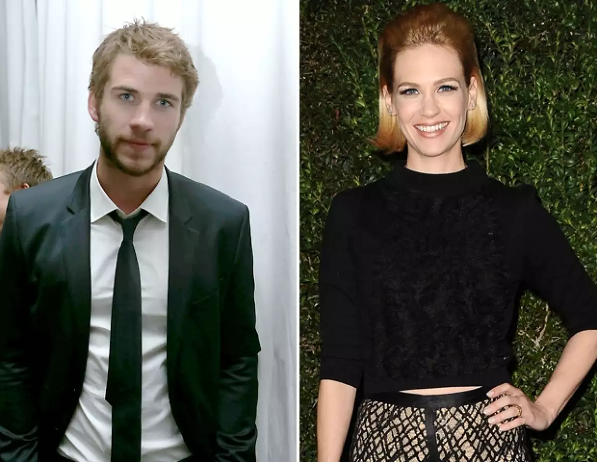 En la pre fiesta del Oscar en el hotel Chateau Marmont, el prometido de Miley se portó más que cariñoso con la estrella de Mad Men y, según testigos, incluso se besaron.